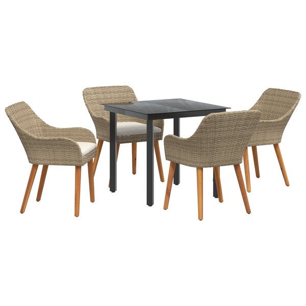 vidaXL Ensemble de salle à manger de jardin 5 pièces en rattan poly beige