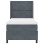 vidaXL Lit à Ressorts avec Matelas LED Gris foncé 100 x 200 cm Velours