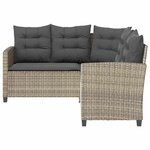 vidaXL Canapé de jardin table et coussins en forme de L gris clair