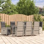vidaXL Ensemble à manger de jardin 9 Pièces coussins gris résine tressée