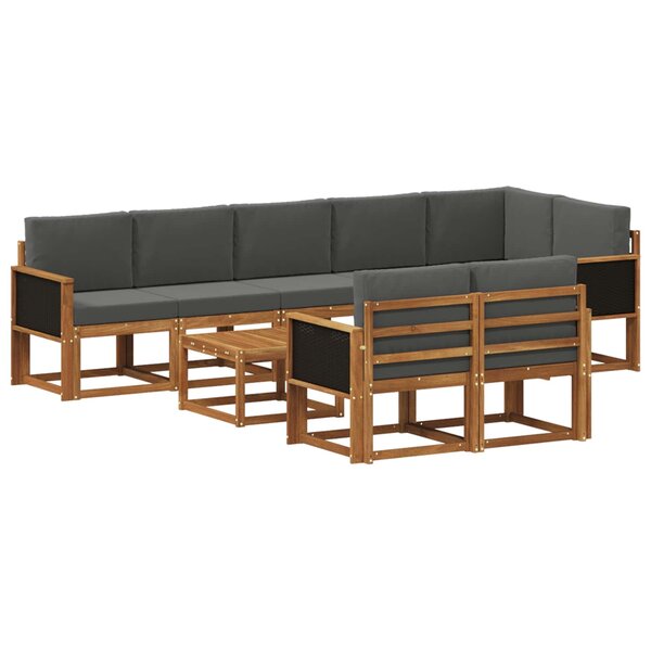 vidaXL Ensemble de canapés d'extérieur 9 pc Naturel et Anthracite