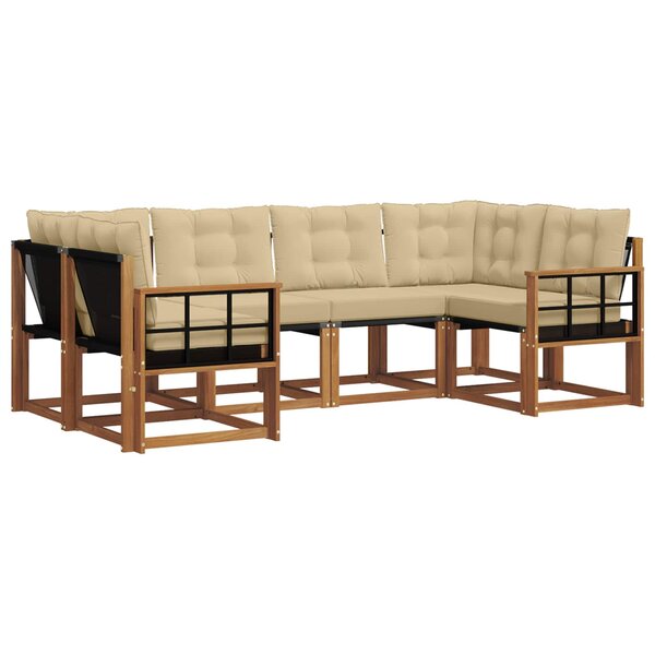 vidaXL Ensemble de canapés d'extérieur 6 pc Naturel et Beige