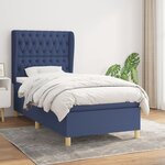 vidaXL Sommier à lattes de lit avec matelas Bleu 90x200 cm Tissu