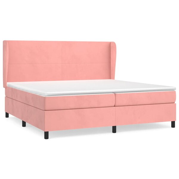 vidaXL Sommier à lattes de lit avec matelas Rose 200x200 cm Velours