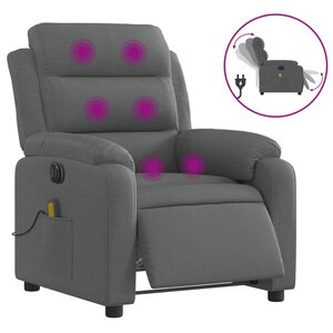 vidaXL Fauteuil inclinable de massage électrique gris foncé tissu