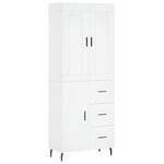 vidaXL Buffet haut Blanc 69 5x34x180 cm Bois d'ingénierie