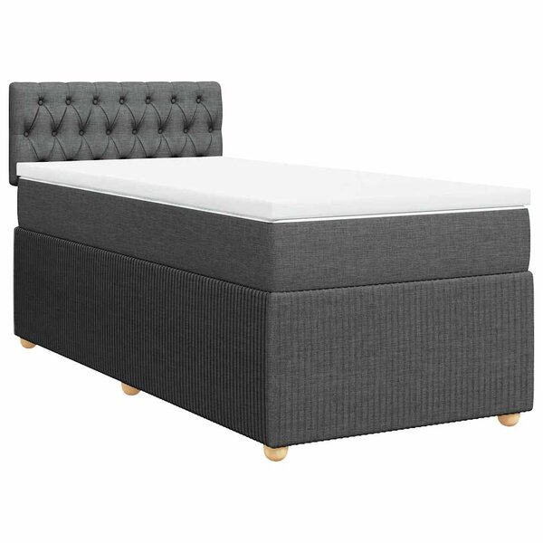 vidaXL Sommier à lattes de lit et matelas Gris foncé 90x190 cm Tissu
