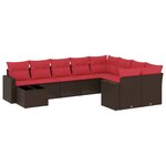vidaXL Salon de jardin 10 Pièces avec coussins marron résine tressée