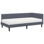 vidaXL Cadre de lit d'angle avec matelas 2 pc Gris foncé 90 x 190 cm