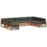 vidaXL Ensemble de canapés d'extérieur 9 pc Naturel et Anthracite
