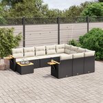vidaXL Salon de jardin 11 Pièces avec coussins noir résine tressée