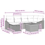 vidaXL Ensemble de Canapé de Jardin de 7 Pièces avec Coussins Beige Poly Rattan