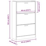 vidaXL Armoire à chaussures Sonoma gris 63x24x103 cm Bois d'ingénierie
