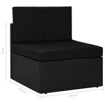 vidaXL Salon de jardin 9 Pièces avec coussins Noir Résine tressée