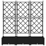 vidaXL Bac à fleurs avec Treillis 3 Pièces Noir 120 x 40 x 125.5 cm PP