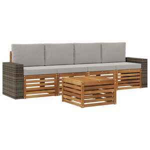 vidaXL Ensemble de canapés d'extérieur 5 pc Naturel et gris clair