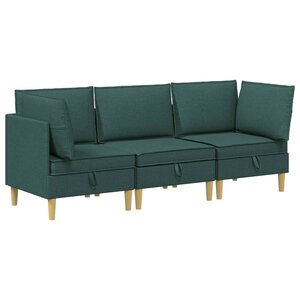 vidaXL Canapé modulaire avec rangement 3 Pièces Vert foncé Tissu