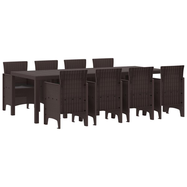 vidaXL Ensemble de salle à manger de jardin de 9 pièces marron poly rattan