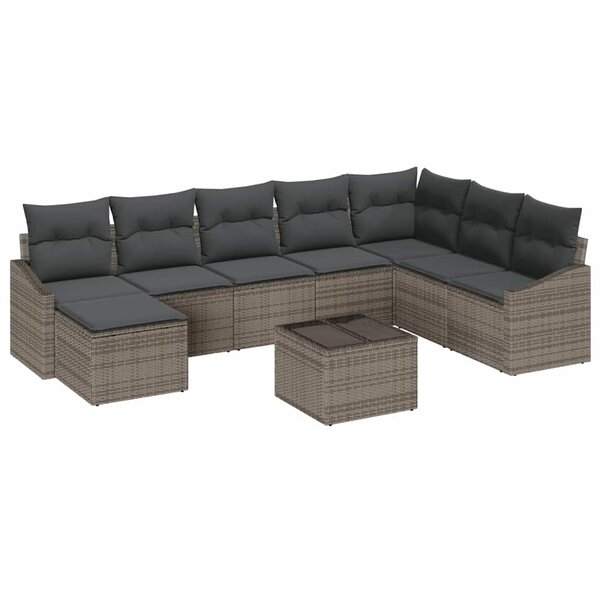 vidaXL Ensemble de salle à manger pour jardin 9 Pièces Gris clair