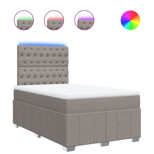 vidaXL Sommier à lattes de lit avec matelas taupe 120x190 cm tissu