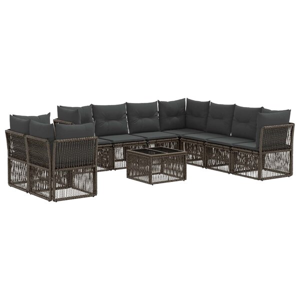 vidaXL Ensemble de canapé de jardin 10 Pièces Gris polyrotin