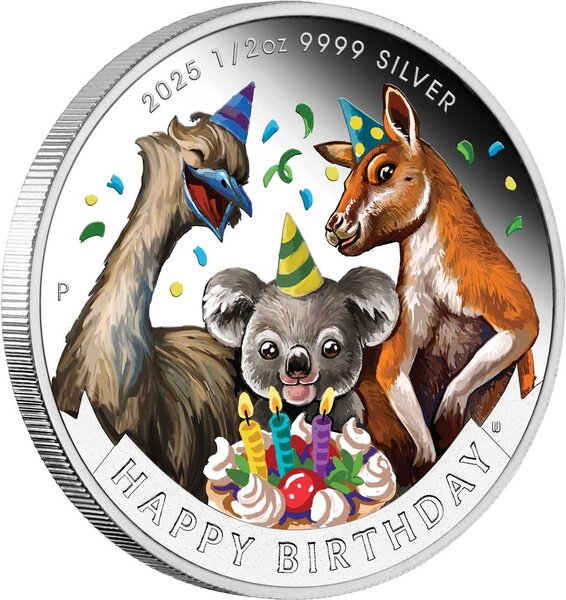 Pièce de monnaie en Argent 50 Cents g 15.57 (1/2 oz) Millésime 2025 Happy Birthday HAPPY BIRTHDAY 1/2