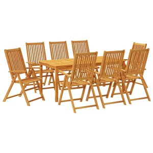 vidaXL Ensemble à manger de jardin 9 Pièces 180x90x75 cm bois d'acacia solide
