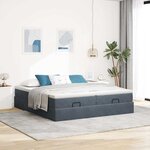 vidaXL Cadre de lit ottoman avec matelas gris foncé 200x200 cm velours
