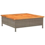 vidaXL Table de jardin gris 70x70x25 cm résine tressée et bois acacia