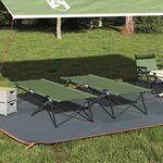 vidaXL Lits de soleil pliants avec sacs de transport 2 Pièces Vert armée 600D Tissu Oxford