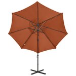vidaXL Parasol de jardin en porte-à-faux avec mât et lumières LED