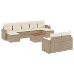 vidaXL Salon de jardin avec coussins 10 Pièces beige résine tressée