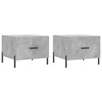 vidaXL Tables basses 2 Pièces gris béton 50x50x40 cm bois d'ingénierie