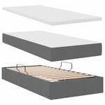 vidaXL Lit de rangement LED avec matelas Gris foncé 200 x 200 cm Tissu
