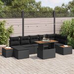 vidaXL Ensemble de salle à manger pour jardin 8 Pièces Noir  Marron