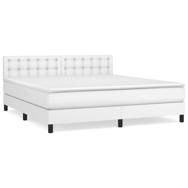 vidaXL Sommier à lattes de lit avec matelas Blanc 180x200cm Similicuir