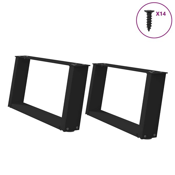 vidaXL Pieds de table basse en U  2 pièces  noir  60 x (30-31) cm  acier