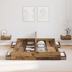 vidaXL Cadre de lit avec rangement Bois ancien 135 x 190 cm