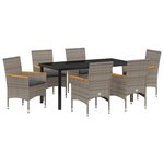 vidaXL Ensemble de salle à manger pour jardin 7 Pièces Gris polyrotin