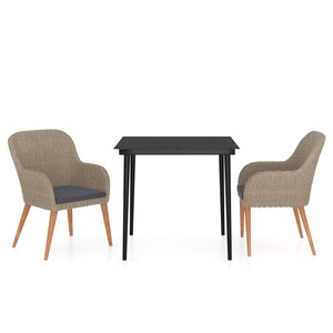 vidaXL Ensemble à manger de jardin avec coussins 3 Pièces marron