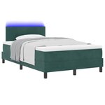 vidaXL Lit à ressort LED avec matelas Vert foncé 120 x 190 cm Velours