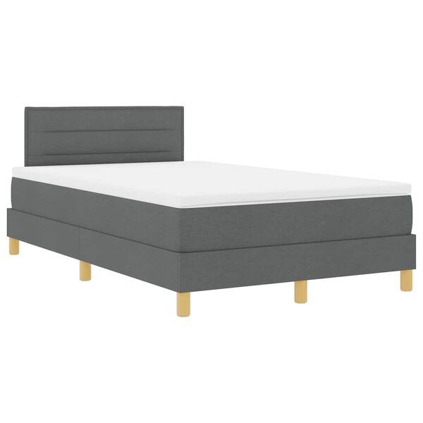 vidaXL Lit à ressort LED avec matelas Gris foncé 120 x 190 cm tissu