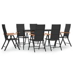 vidaXL Ensemble à manger de jardin 7 Pièces Noir et marron Résine tressée