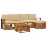 vidaXL Ensemble de canapés d'extérieur 6 pc Naturel et Beige