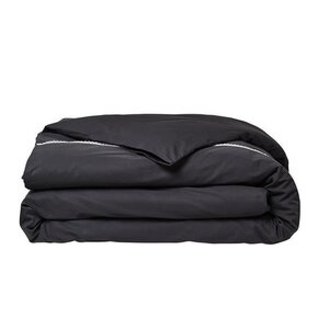 Parure de lit - 220 x 240 cm - 100  Percale Finition dentelle - Fusain