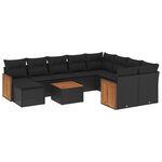 vidaXL Salon de jardin 11 Pièces avec coussins noir résine tressée