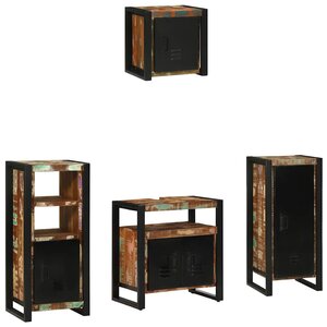 vidaXL Ensemble de mobilier de salle de bain 4 Pièces Bois Recyclé Solide
