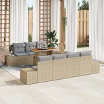 vidaXL Ensemble de jardin de 8 pièces avec coussins en poly rotin beige et acacia