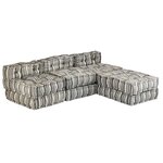 vidaXL Pouf modulaire à 3 places Gris rayé Tissu