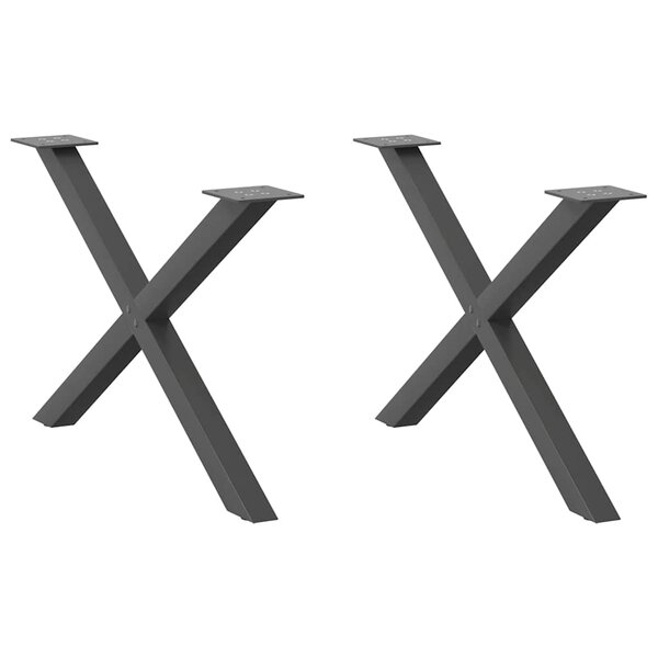 vidaXL Pieds de table basse en forme de X  2 pièces  anthracite  70 x (42-43) cm  acier